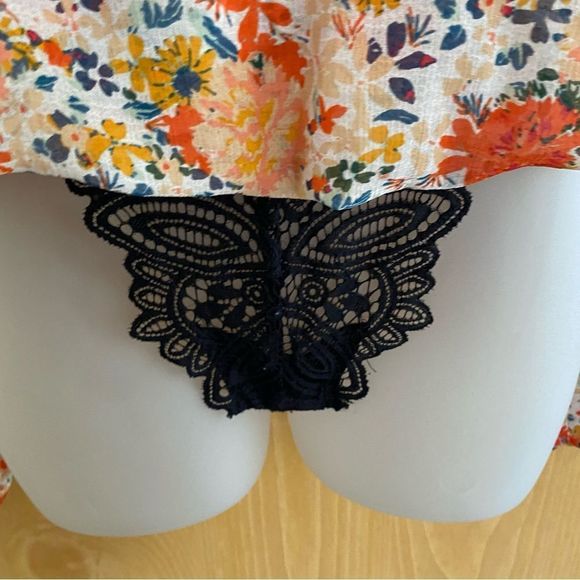 Free People • Say It To Me Floral Orange Ruffle Bodysuit - Picture 8 of 16